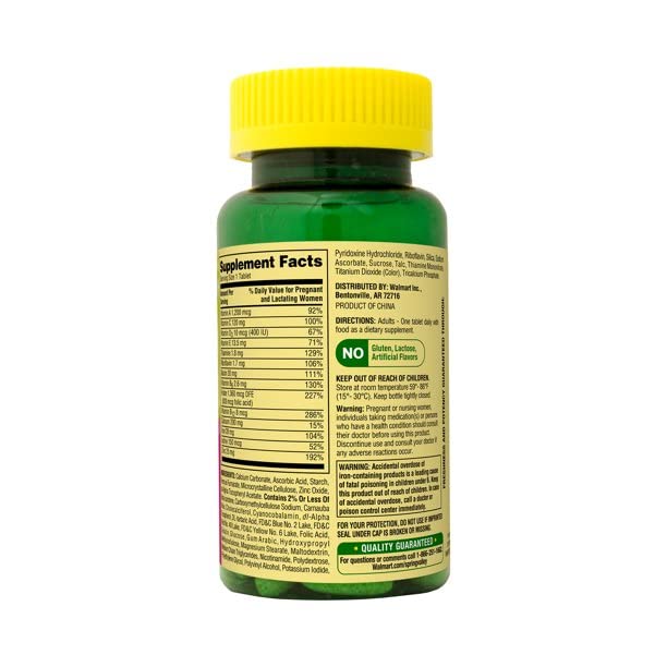 Prenatal Multivitamin/Multimineral Tablets Dietary Supplement, 100 Count Spring Valley Generic