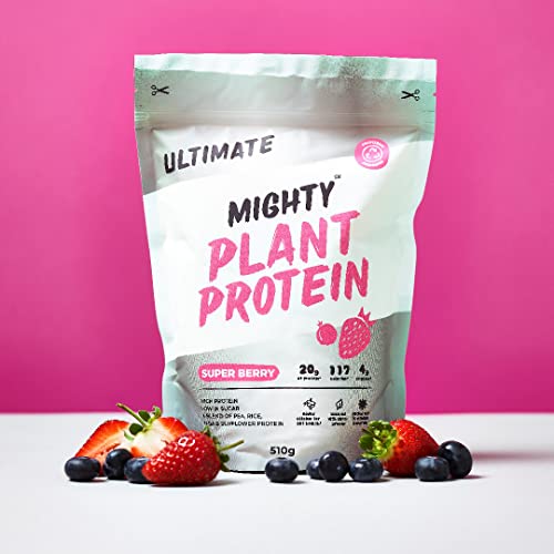 Mighty Ultimate Vegan Protein Powder, Super Berry Flavour, (17 Servings, 510g Bag without Scoop) MIGHTY