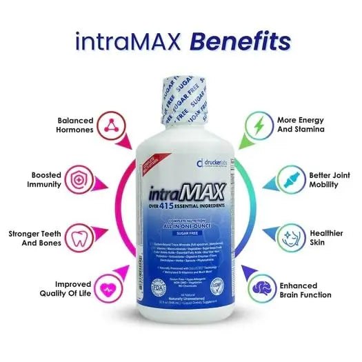 intraMAX Drucker Labs Organic Sugar-Free All-in-One Performance Liquid Multivitamin for Men & Women | Non-GMO, Gluten & Dairy Free | with Magnesium, Zinc, Vitamins D, C & E | 32 oz intraMAX buy supplements Au