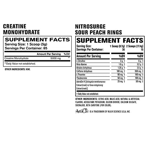 Jacked Factory Nitrosurge Pre-Workout in Sour Peach Rings & Creatine Monohydrate Jacked Factory