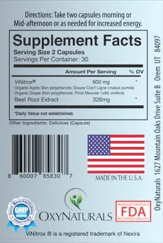 OxyBoost with ViNitrox - Nitric Oxide Supplement for Blood Pressure Support, Heart Health OxyNaturals