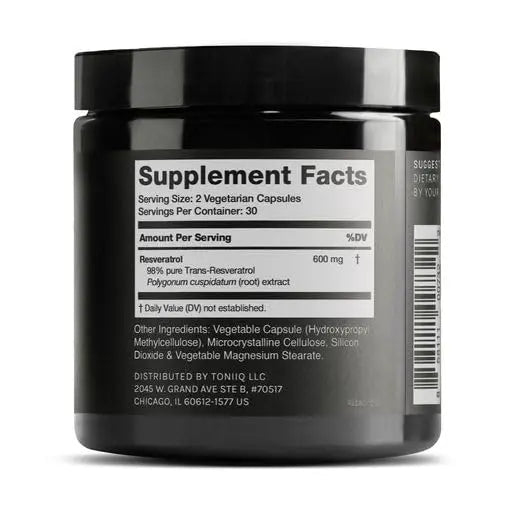 Toniiq Ultra High Purity Resveratrol Capsules - 98% Trans-Resveratrol - Highly Purified and Bioavailable - 60 Caps Reservatrol Supplement Toniiq buy supplements Au