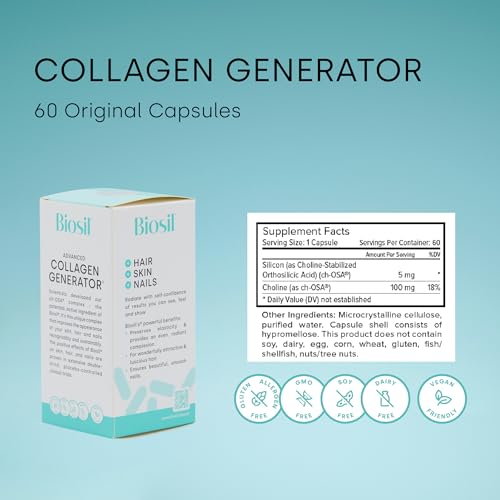 Biosil Collagen Generator - 60 Capsules - with Patented ch-OSA Complex - Generates & Protects Your Own Collagen BioSilBuy Supplements Australia