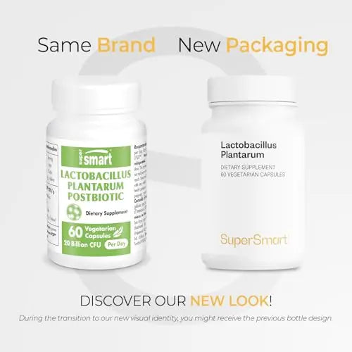 Supersmart - Lactobacillus Plantarum PostBiotic 20 Billion CFU per Day (Immuno-LP20) - Heat-Treated Probiotic Supplement | Non-GMO & Gluten Free - 60 Vegetarian Capsules Supersmart buy supplements Au