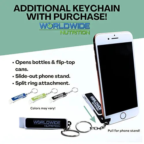 Worldwide Nutrition Bundle, 2 Items: Black Magic Multi-Source Protein Powder - Whey, Egg Albumin Enzymes, Micellar Casein & MCTs - Muscle Mass Gaining - Mint Chocolate Flavor - 2 LB and Keychain Worldwide Nutrition