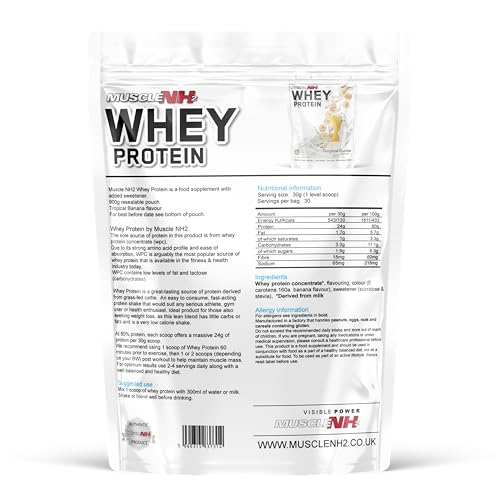 MuscleNh2 Whey Protein Powder Milk Protein, Soy Free, Gluten Free, Naturally Occurring BCAAs MuscleNh2