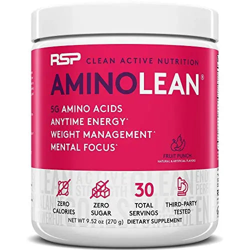 RSP NUTRITION AminoLean Pre Workout Energy (Fruit Punch 30 Servings) with TrueFit RSP NUTRITION
