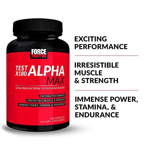FORCE FACTOR Test X180 Alpha Max, 2-Pack, Total Testosterone and Nitric Oxide Booster Force Factor
