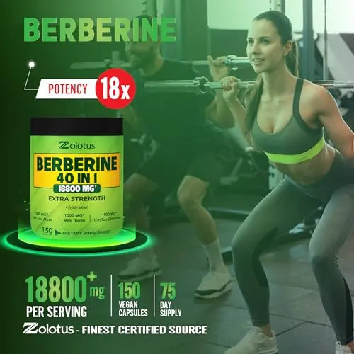 Zolotus 18800mg Berberine Supplement 40 in 1, with Sea Moss, Cinnamon, Milk Thistle Zolotus