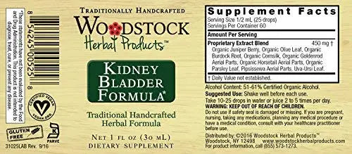 WOODSTOCK HERBAL PRODUCTS Kidney Bladder Formula, 1 FZ WOODSTOCK HERBAL PRODUCTS buy supplements Au