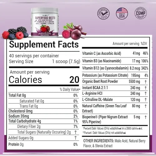 Peacock Max Superfoods Blend Immunity Support Vegan Gluten Free (Beets Nitric Oxide B12 Powder) Peacock Max