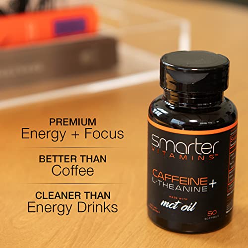 200mg Caffeine Pills - MCT Oil from 100% Coconuts + 100mg L-Theanine, Advanced Energy SmarterVitamins