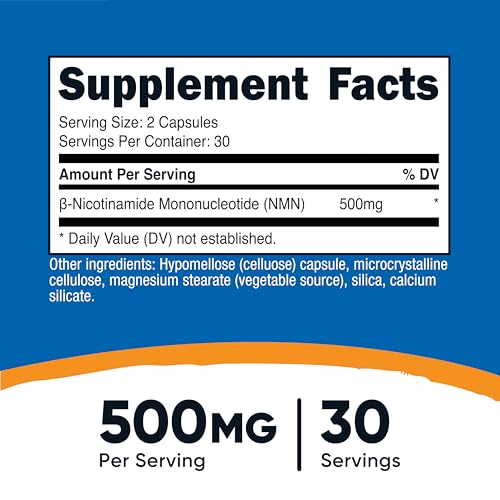 Nutricost NMN (Nicotinamide Mononucleotide) 500mg, 60 Capsules - Vegetarian Friendly, 30 Servings, Gluten Free, GMO Free NutricostBuy Supplements Australia