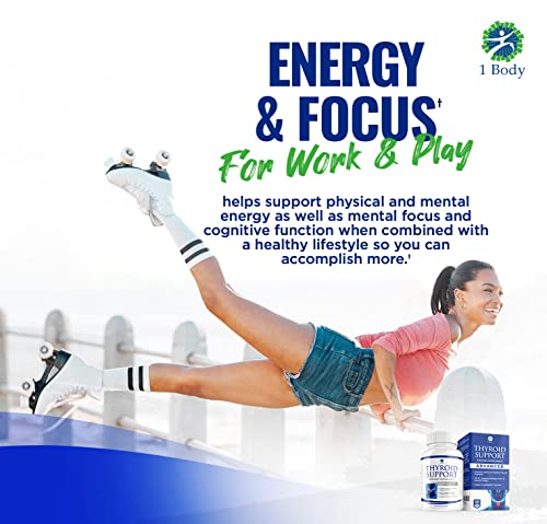 1 Body Thyroid Support Supplement with Iodine - Energy & Focus Support 1 Body