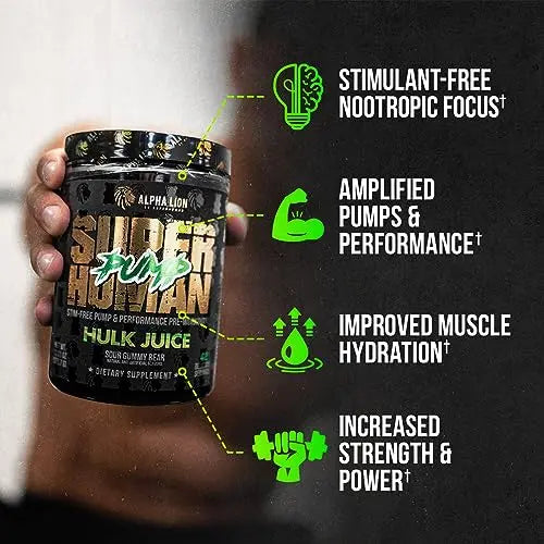 ALPHA LION Superhuman Pump Pre Workout Powder, Nootropic Caffeine & Stim Free ALPHA LION