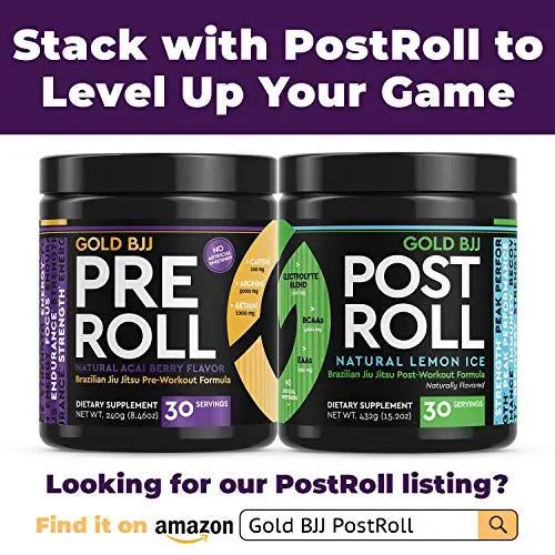 Gold BJJ PreRoll - Jiu Jitsu Pre Workout Supplement for Energy, Focus, and Endurance Gold BJJ