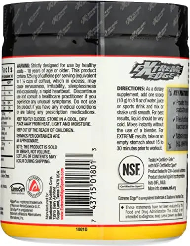 Bluebonnet Nutrition Extreme Edge Pre workout, Muscle Recharging Formula, Increases Bluebonnet