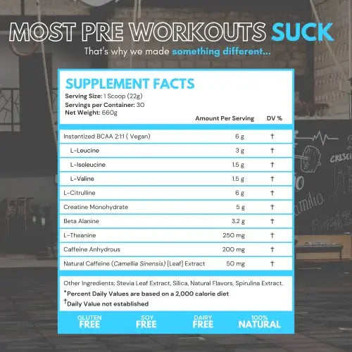 TEDCo Pre Workout Powder - All Natural Preworkout for Men, Zero Artificial Sweeteners TEDCo