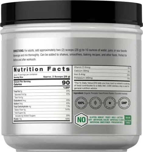 Pumpkin Seed Protein Powder Organic | 16 oz | Vegetarian, Gluten Free, and Non-GMO Horbäach