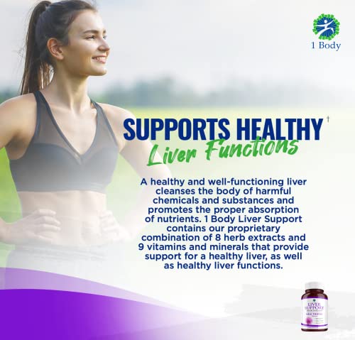 1 Body Liver Support: Twin Pack - 60 Capsules Each - Milk Thistle 1 Body