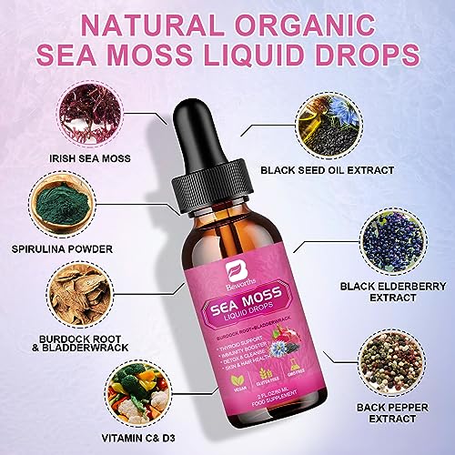 3000mg Sea Moss Liquid Drops - Black Seed Oil & Irish Sea Moss Gel B BEWORTHS
