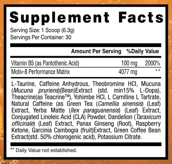 Motiv-8 Pre-Workout Peformance, Sugar Free Pre-Workout, Boost Energy and Focus Motiv-8