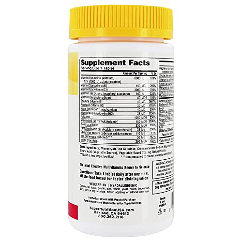 SuperNutrition SimplyOne Multi-Vitamin for PreNatal, One/Day Tablets, Day Supply, White, 90 Count SuperNutrition