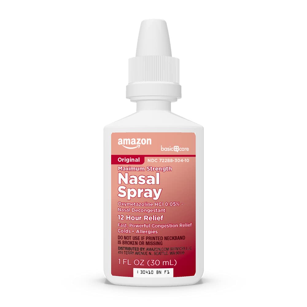 Amazon Basic Care Maximum Strength 12 Hour Nasal Spray, Oxymetazoline HCl Solution, Sinus Pressure Relief, Cold and Allergy Medicine, Decongestant, 1 fl oz (Pack of 1) Amazon Basic Care buy supplements Au