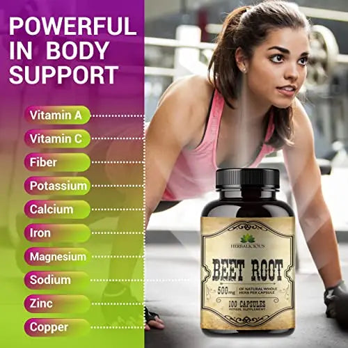 HERBALICIOUS Beet Root Capsules - Herbal Supplement for Athletic Performance HERBALICIOUS