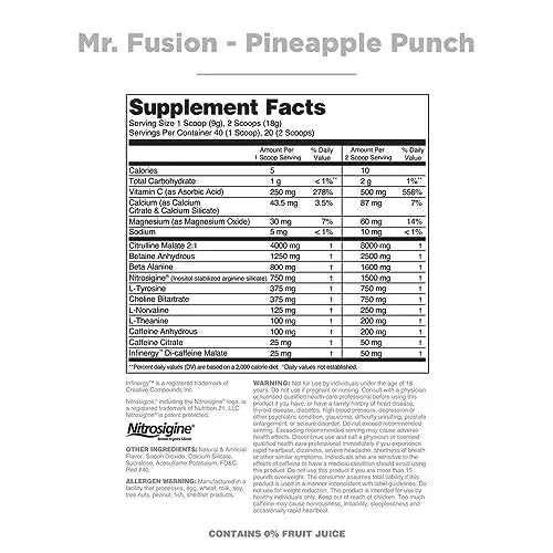 Nutrithority Mr.Fusion Pre Workout Supplement, Pineapple Punch, 40 Servings Nutrithority