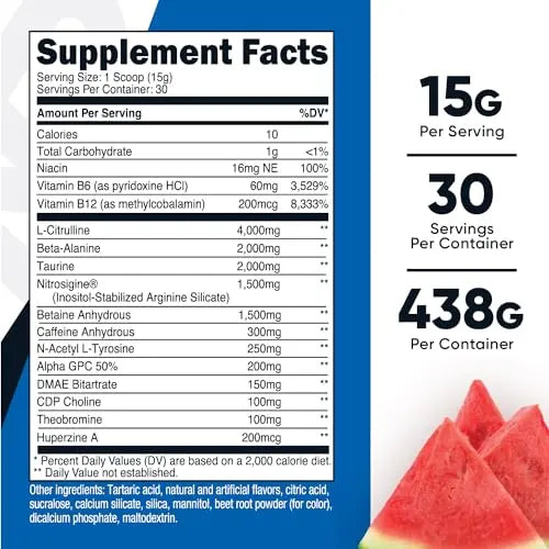 Nutricost Pre-Workout Xtreme, Watermelon, 30 Servings, Vegetarian, Non-GMO and Gluten Nutricost