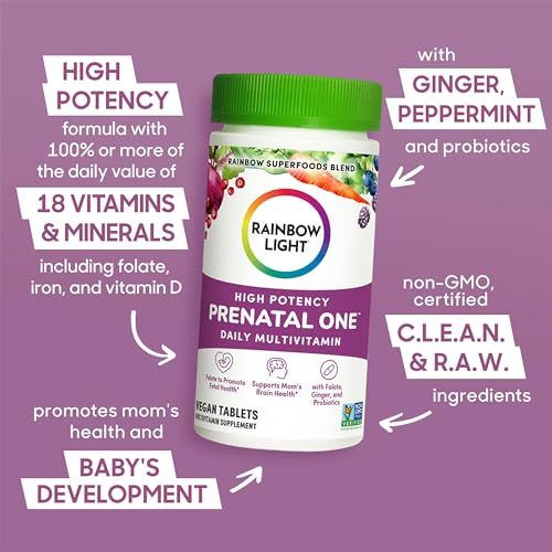 Rainbow Light Prenatal One High Potency Daily Multivitamin with Folate, Ginger and Probiotics Rainbow Light