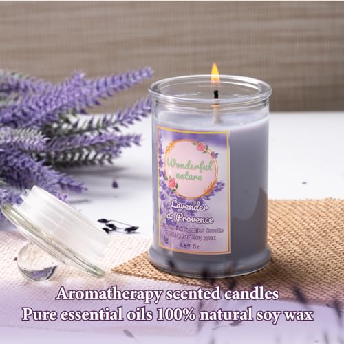 Wonderfulnature Lavender de Provence Pure Essential Oil Scented Candle, Aromatherapy WONDERFUL NATURE