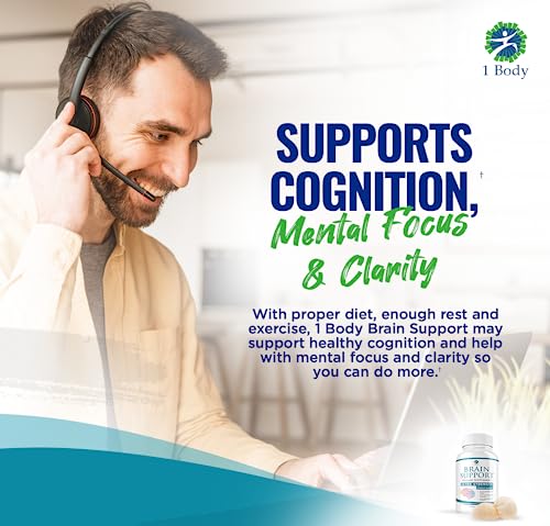 1 Body Brain Support: Twin Pack - 90 Capsules Each - Alpha GPC 1 Body