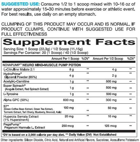 InnovaPharm NOVAPUMP Neuro (Snow Cone) Powder - 15.7 Ounces InnovaPharm