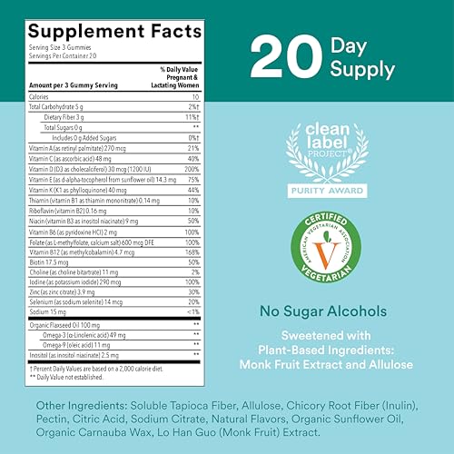 SmartyPants Prenatal Vitamins for Women, Sugar Free Multivitamin Gummies SmartyPants