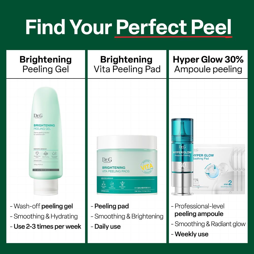 Dr. G Hyper Glow Ampoule Peeling 2-Step System - Removes Dead Skin - Instant Hydration - Korean Skin Care - Comes with Hyper Glow Ampoule Peeling Serum 30% (15 mL) & Soothing Pad (4 Pack) Dr.G buy supplements Au