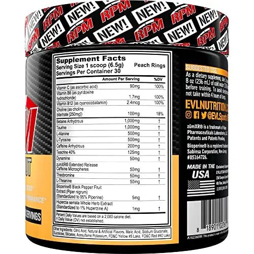 Pre Workout Powder for Energy and Focus - EVL RPM Energy Pre Workout Energy Drink Evlution