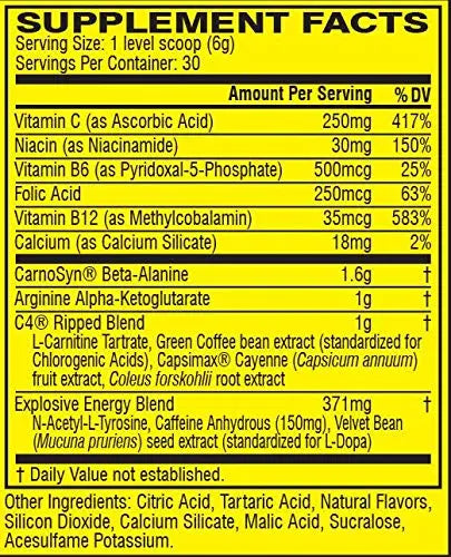 Cellucor C4 Ripped Pre Workout Powder + Fat Burner, Cherry Limeade, 30 Servings Cellucor