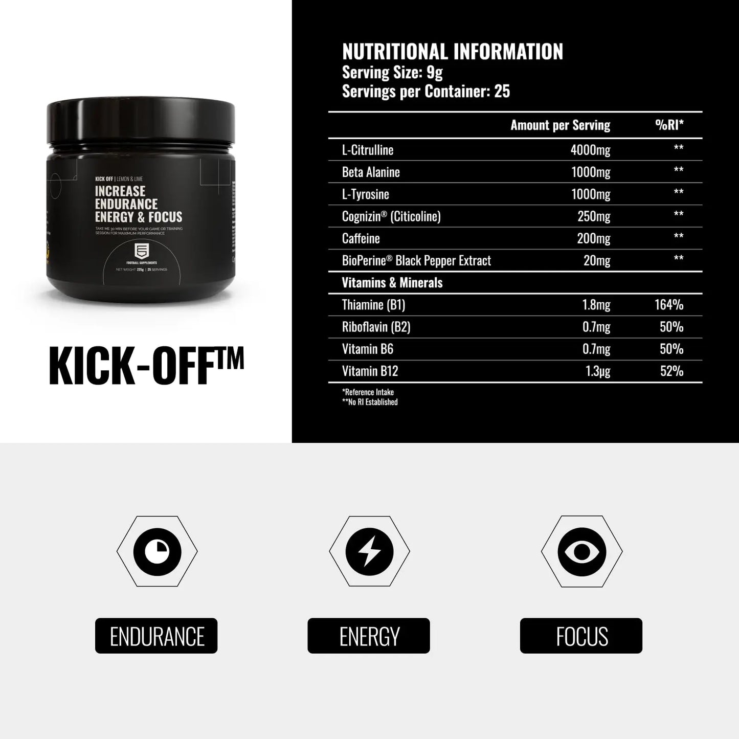 Kick Off | Pre-Training/Pre-Game Supplement for Footballers by Football Supplements Generic