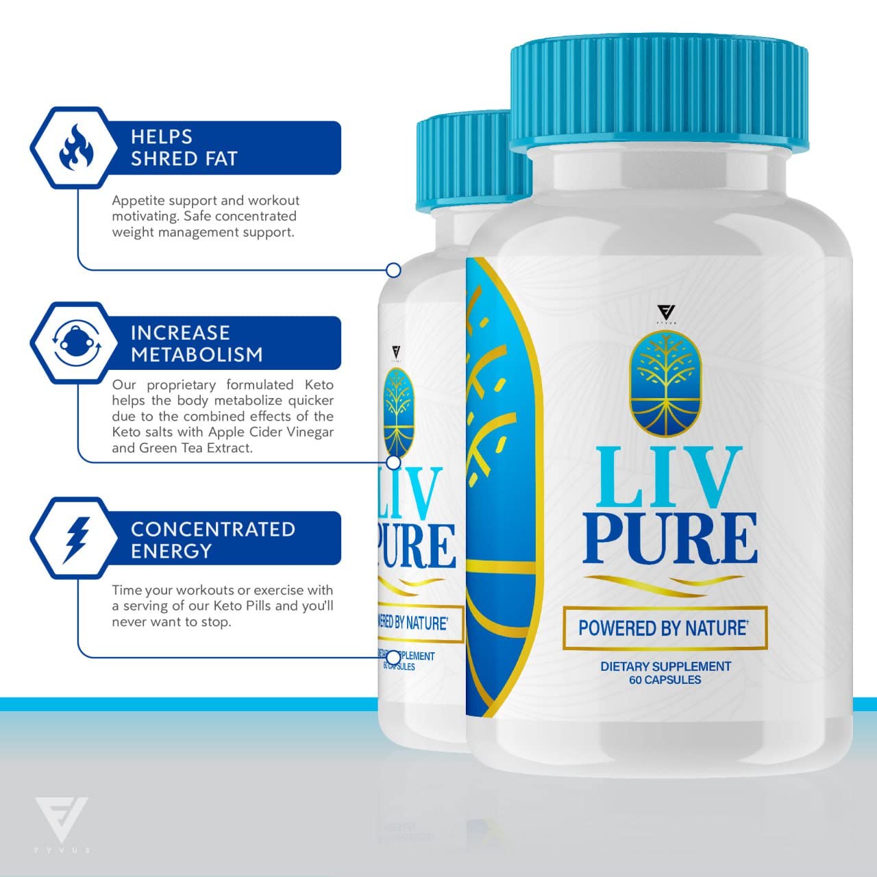 (3 Pack) Liv Pure Pills, Livpure Liver Detox Cleanse Management Capsules Advanced Formula Supplement Fyvus