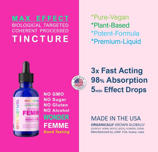 Wonder Femme Hormone Balance Menopause Hot Flashes Relief Support 100% Natural Women ONETHEFUEL