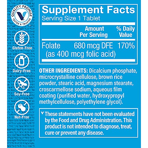 The Vitamin Shoppe Folic Acid 400MCG, Supports Prenatal & Fetal Development (300 Tablets) The Vitamin Shoppe