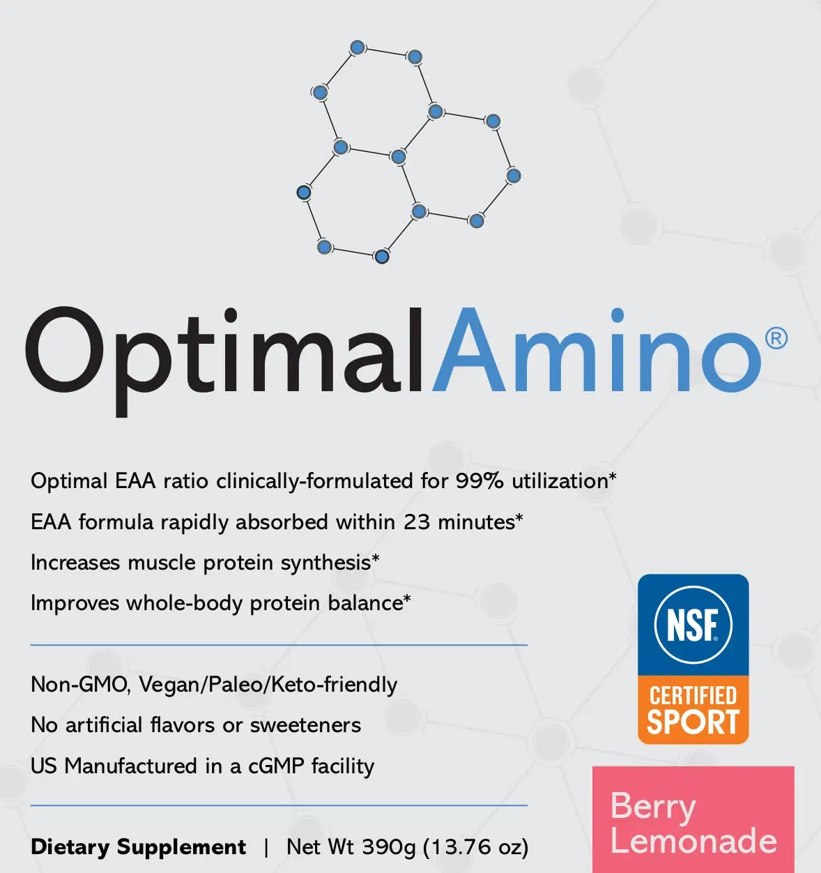 OptimalAmino Best Pre/Post Workout Recovery Drink, 99% Utilization Essential Amino Acid optimal amino