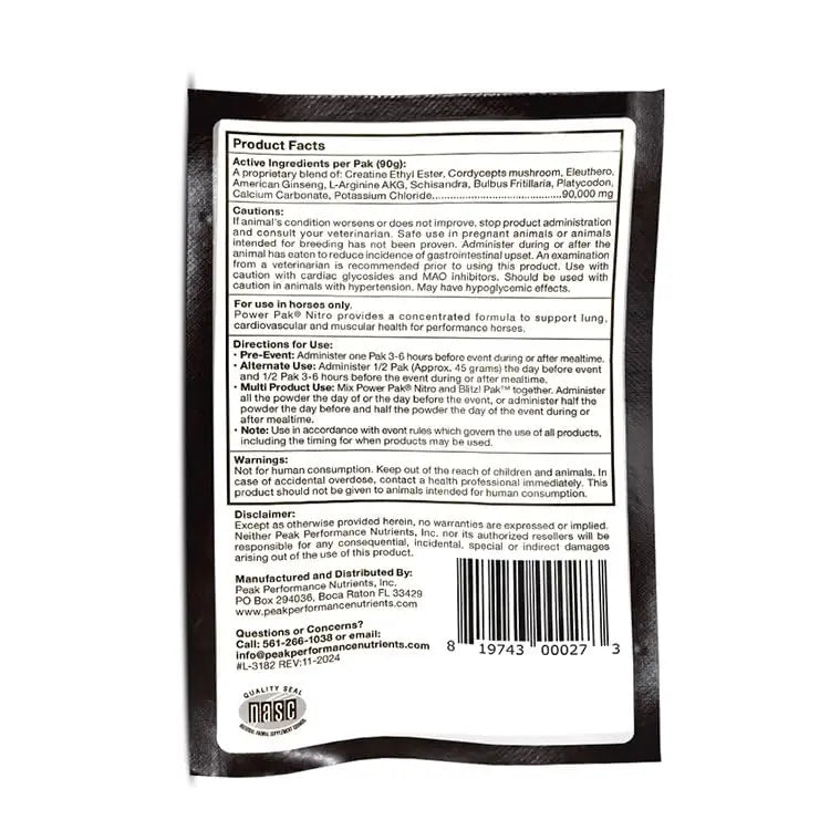 Peak Performance Nutrients Power Pak Nitro 90 Grams 1 Event Peak Performance Nutrients