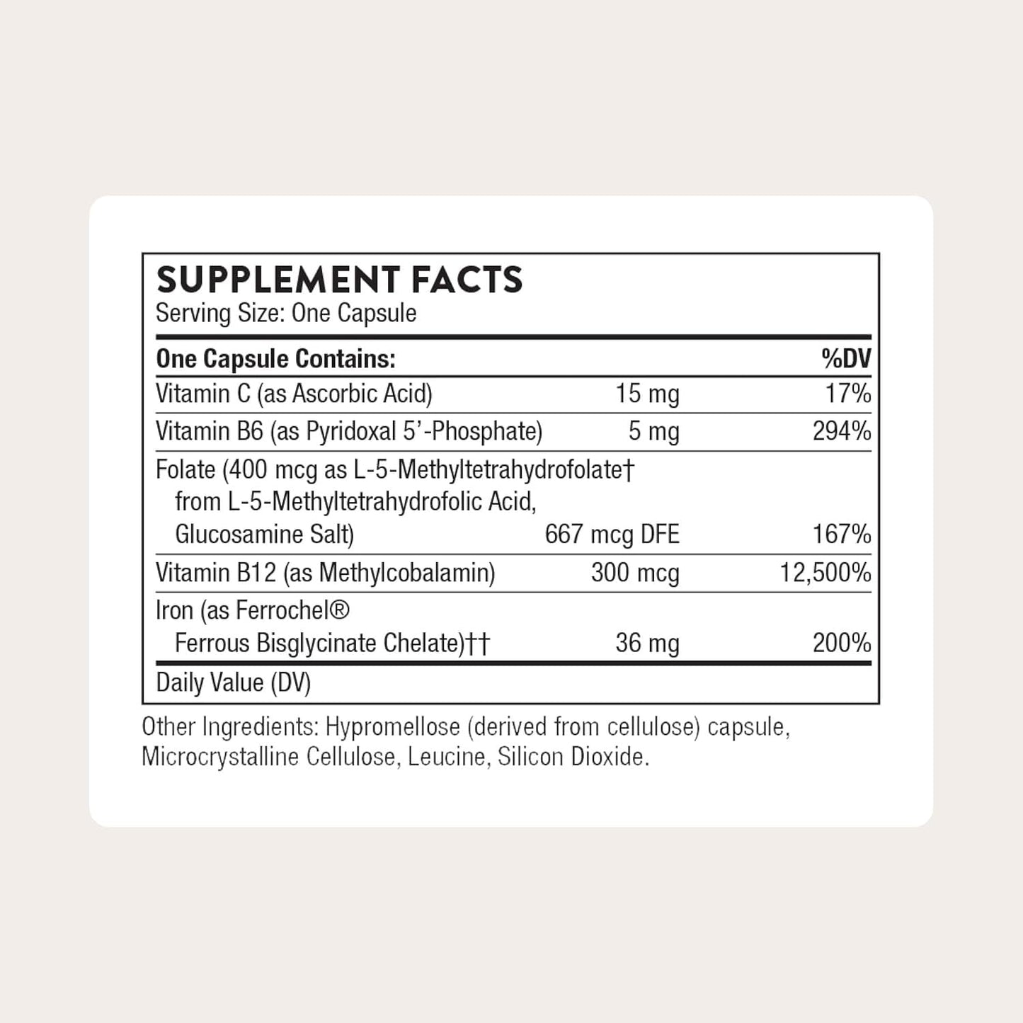 THORNE - Advanced Iron Complex (Formerly Ferrasorb) - Complete Blood Support Formula* - Elemental Iron, Folate, B and C Vitamins for Optimal Absorption - Gluten, Dairy & Soy-Free - 60 Servings THORNEBuy Supplements Australia