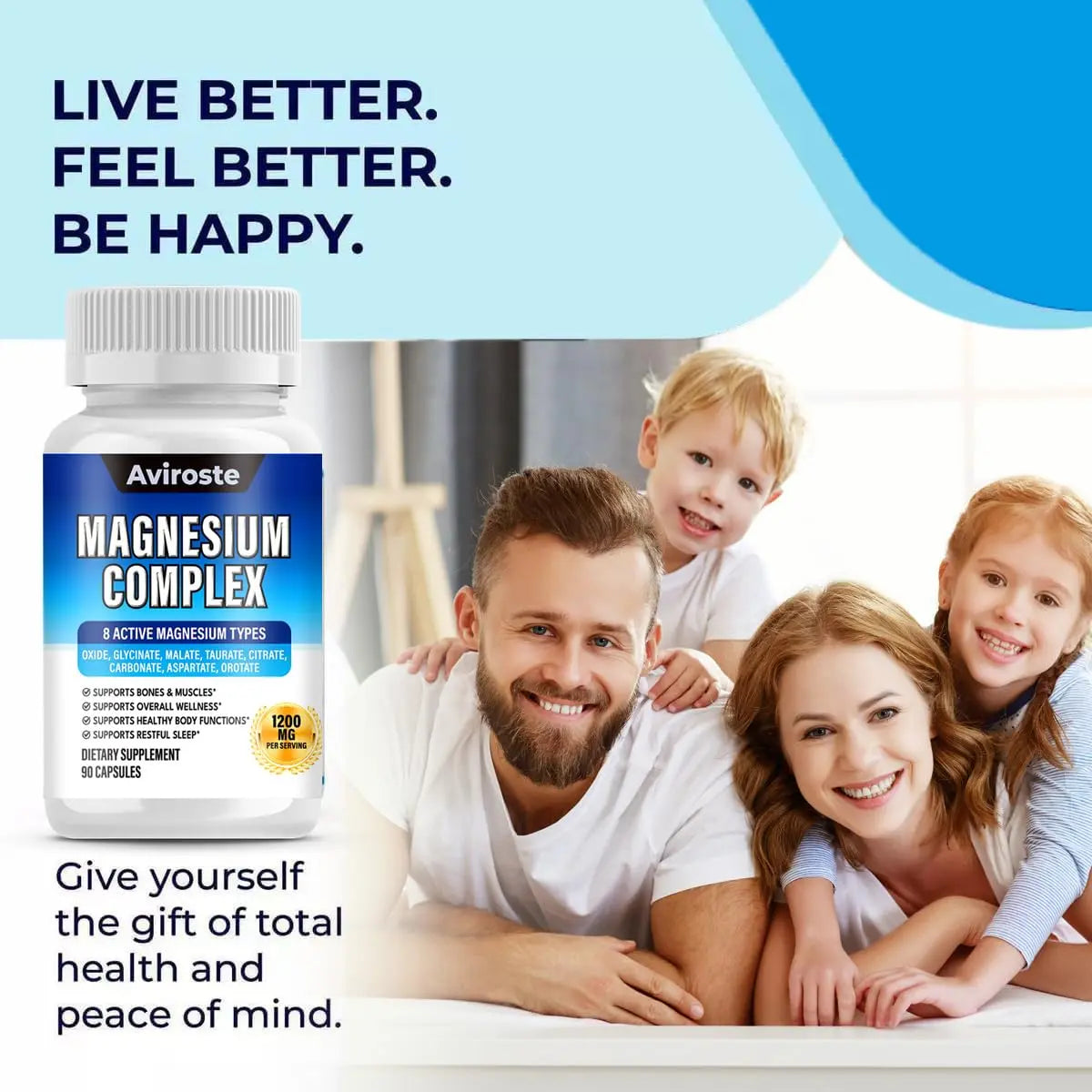 8 in 1 Magnesium Complex Supplement - 8 Elemental 1000mg - Magnesium Glycinate, Citrate, Malate, Taurate - High Absorption,for Muscle, Nerve & Sleep Support - 90 Capsules Aviroste buy supplements Au