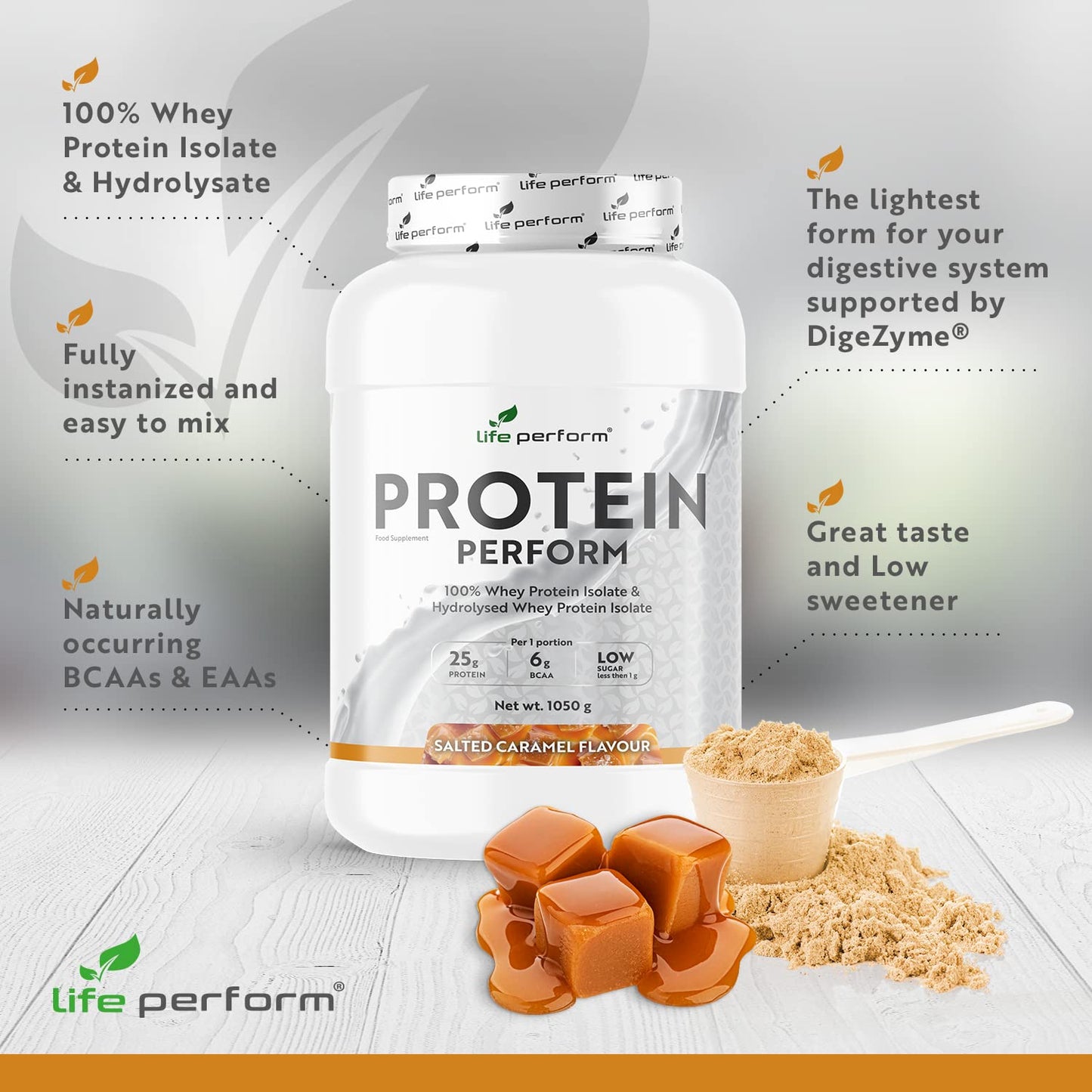 Protein Perform Whey Isolate & Hydrolysate Powder | Naturally Occurring Glutamine and Amino Acids Life Perform