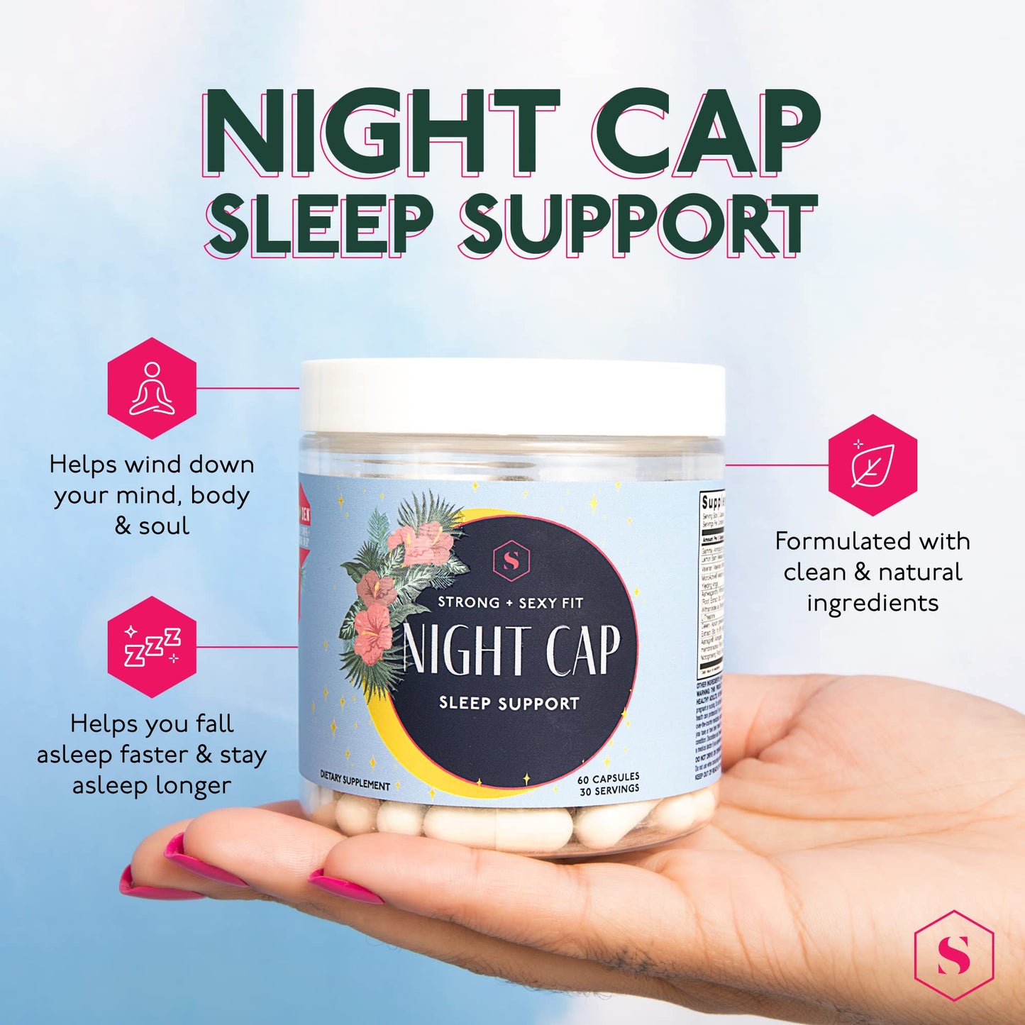 Strong + Sexy Fit Night Cap Sleep Support, Supplement to Help You Fall Asleep Faster Strong + Sexy FitBuy Supplements Australia