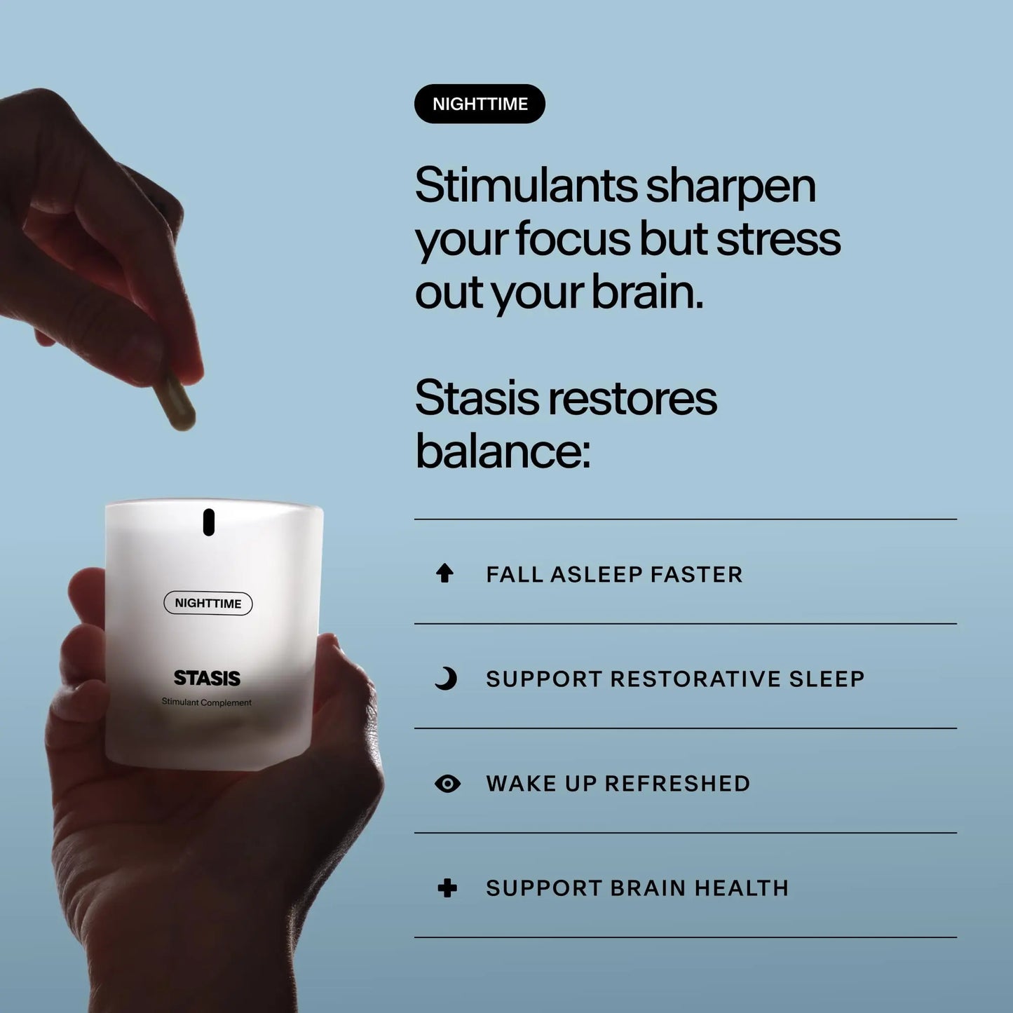 STASIS Nighttime Supplement for Men & Women with Magnesium, Melatonin, Zinc & Botanical Extracts, Evening Routine Support Capsules for Bedtime Use, Vegan, Non GMO, 25 Servings, 1 Month Supply STASIS buy supplements Au